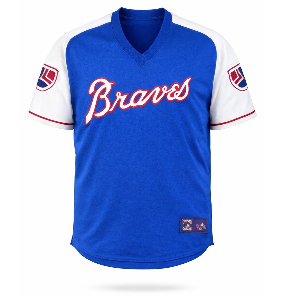 Vintage Atlanta Braves Majestic Cooperstown MLB Baseball Jersey Blue Mens XL